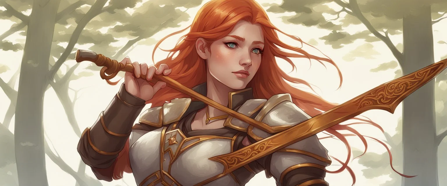 Teenaged Female Red haired kitsune paladin/bard