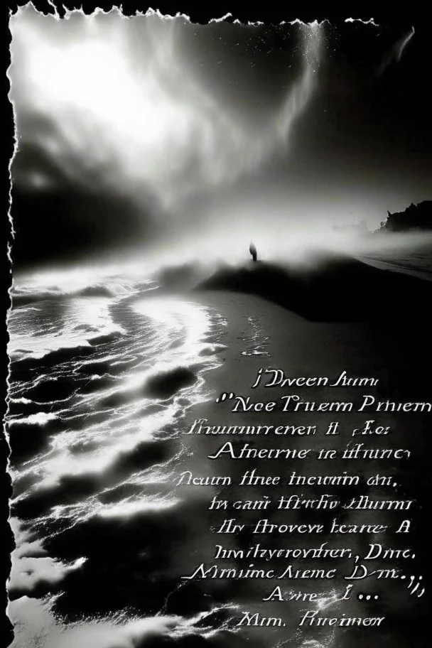 In a place where no one ever came close to dreaming about... a place from a foaming brain, there is a tiny ripple of truth that duplicates sanity to reality... existence of self-pity and triumph! This is a long gone dream in which only lost souls find mercy from a god of an insane creation! Blowing cold winds that come from an uneven breathing pattern warm the frigid core of the sun! Rotting brain from inside the brittle bone of an old branch impatiently waiting to outgrow the sky… You are lost