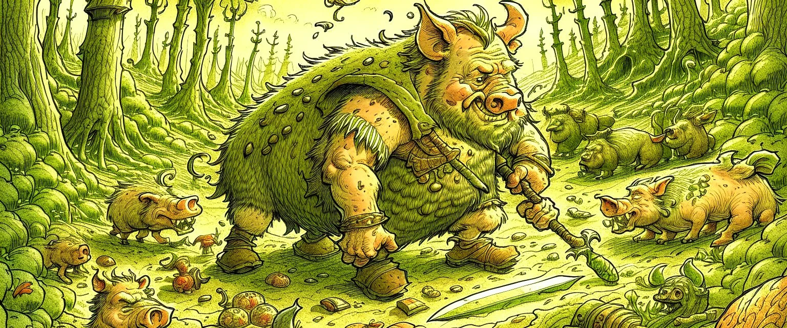 He puffed out his chest, said, "I’ll show that beast," With a wooden sword, thought he’d be the feast. Day one, it was a battle, they rolled and they tumbled, With the wild boar snorting, our brave dwarf stumbled. On day two, he regrouped, plotting a clever scheme, With a giant cheese wedge, he lured it like a dream. But the boar was too sharp, and it smelled his ruse, Our little hero laughed, said, "I’ve got nothing to lose!" Once upon a quirky time, in a land so bizarre, Lived a little dwar
