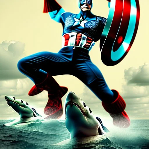 Captain America meets great white shark