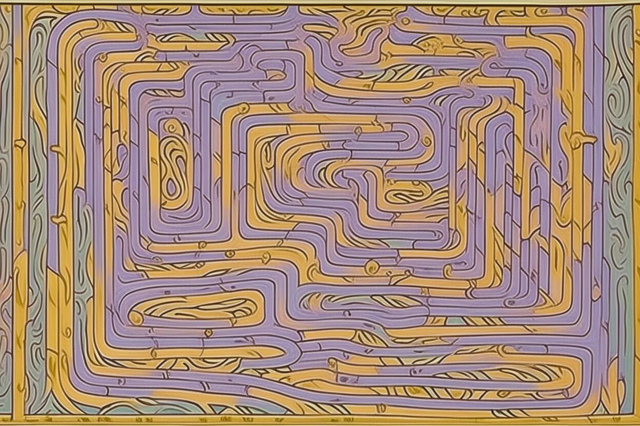 A light purple maze of illusion designed in ancient Egyptian pottery painted by Vincent van Gogh