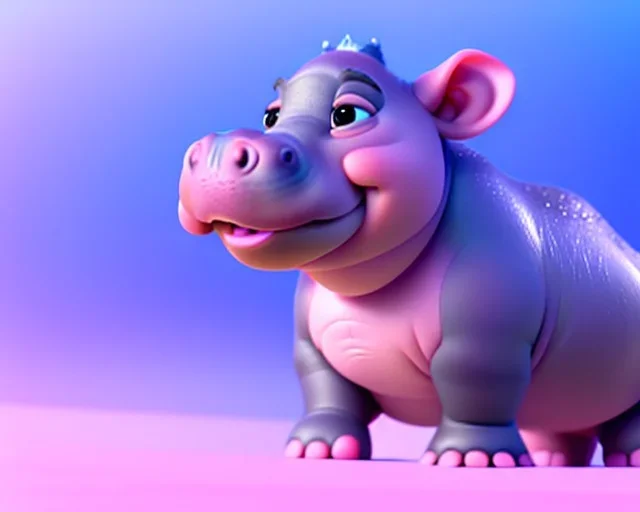 baby hippo, dwarf hippopotamus, hyper detailed, hyper realism, pixar character, animation series, disney, nickelodeon, sweet and gentle, friendly,