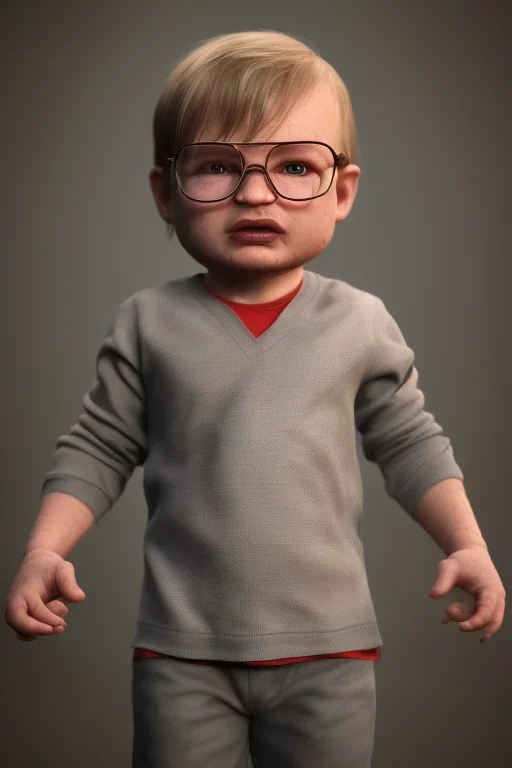 Dahmer toddler, full body, angry, bokeh, hyper realistic