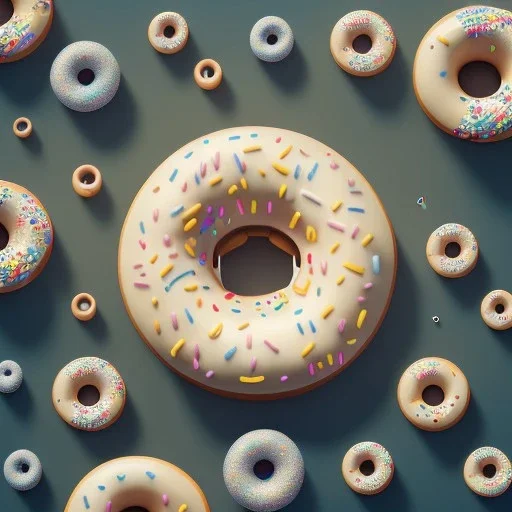 100mm photo of isometric floating donut in the sky, surreal donut with sprinkles, intricate, high detail, behance, microworlds smooth, macro sharp focus, centered