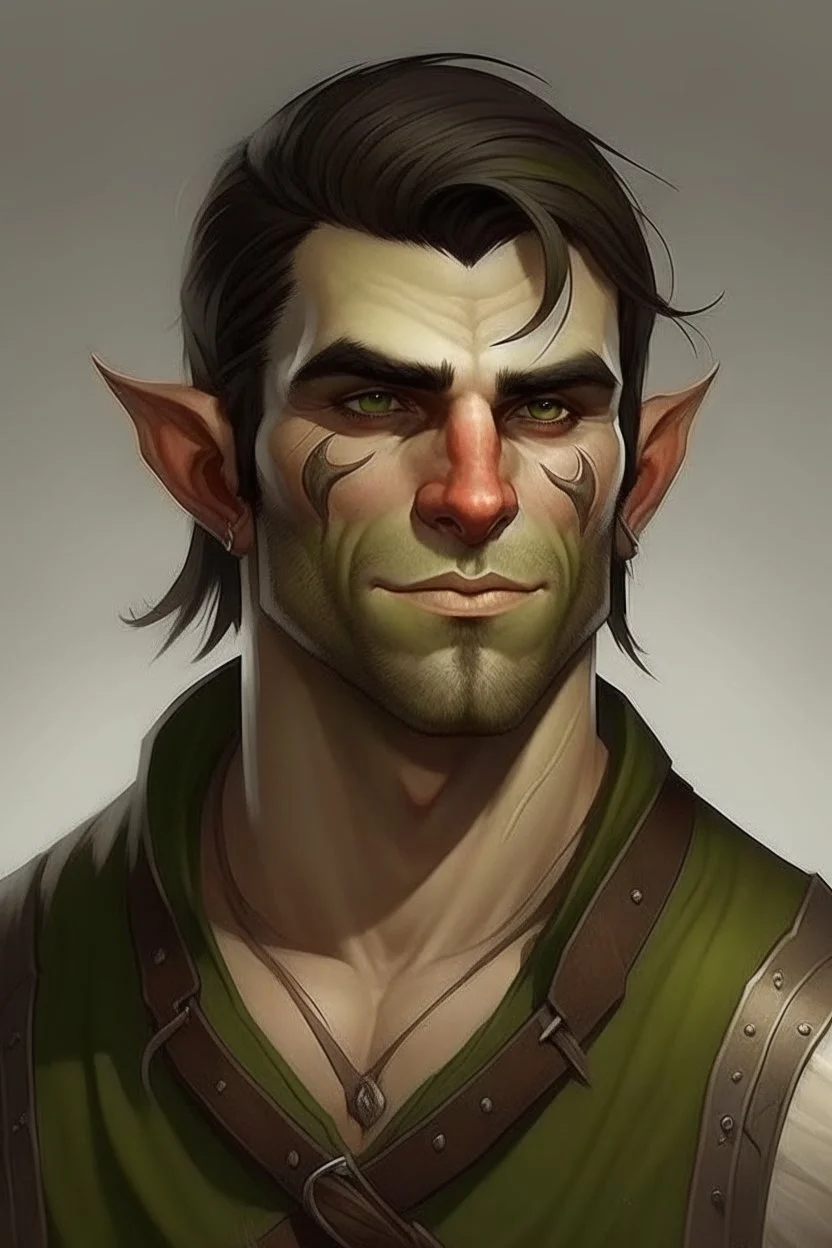 young handsome half orc man