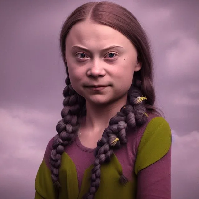  Greta Thunberg portrait plant girl, fantasy art, octane render, redshift render,ambient lighting