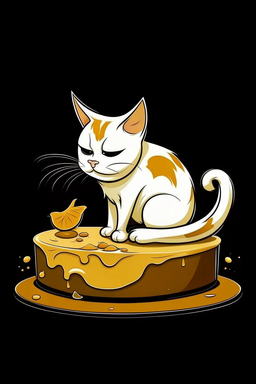 masterpiece, the logo of one cat eat Smooth surface cheesecake, ,Morocco style, no black ground, vector, 4k