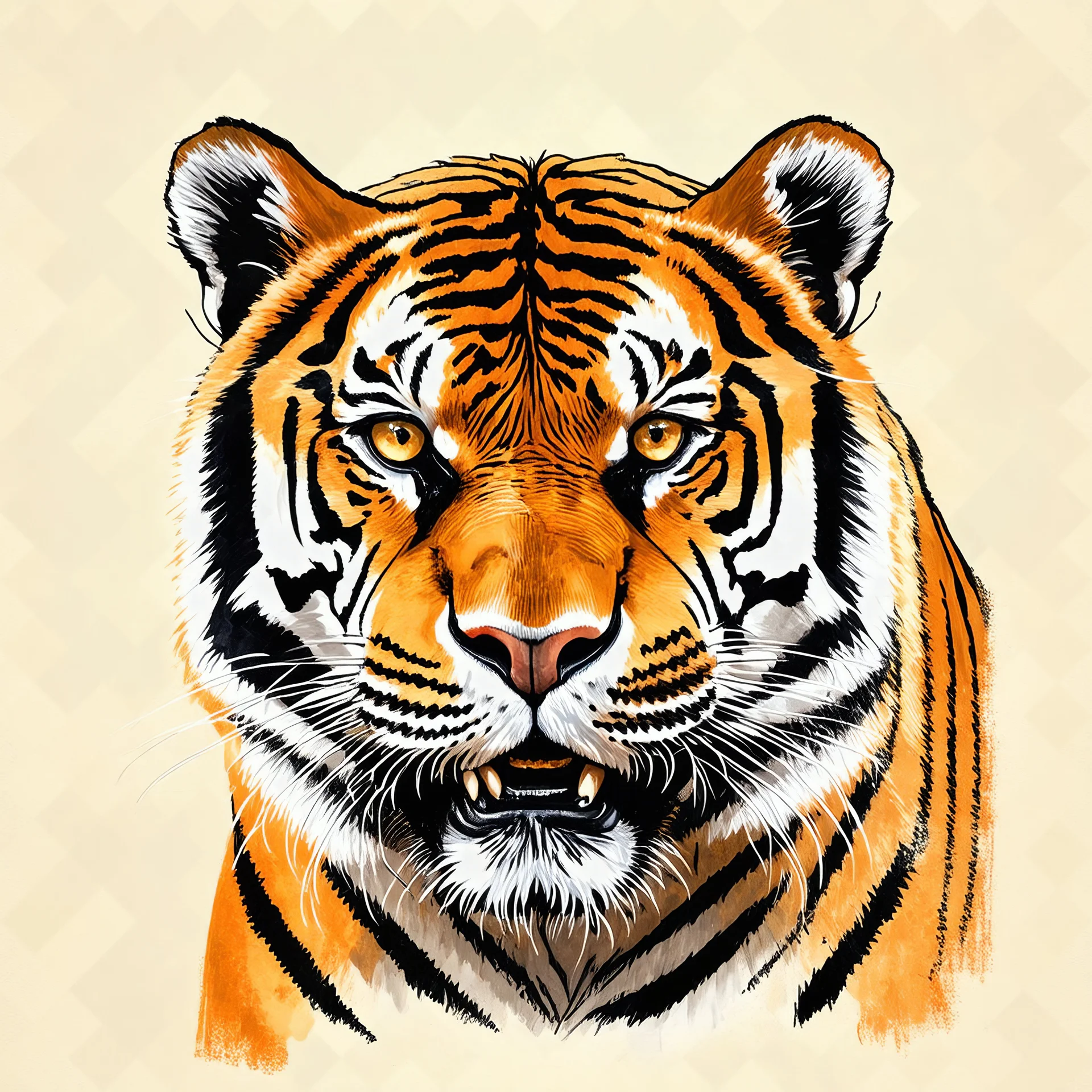 Draw a tiger in 19th-century style