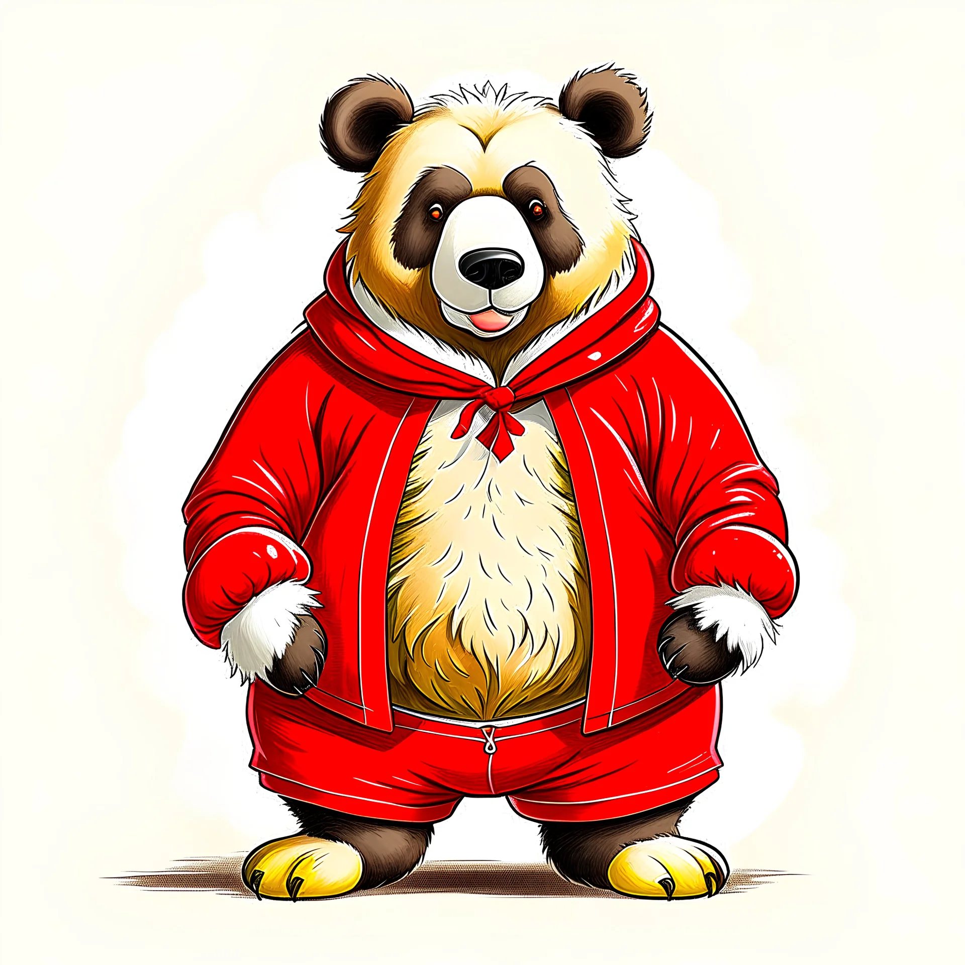 santa suit bear, illustration