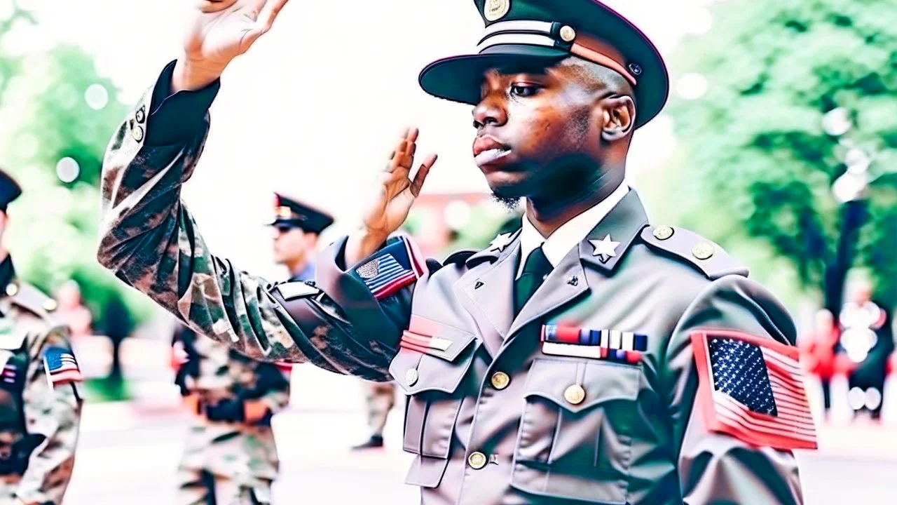 soldier giving a respectful salute to officer