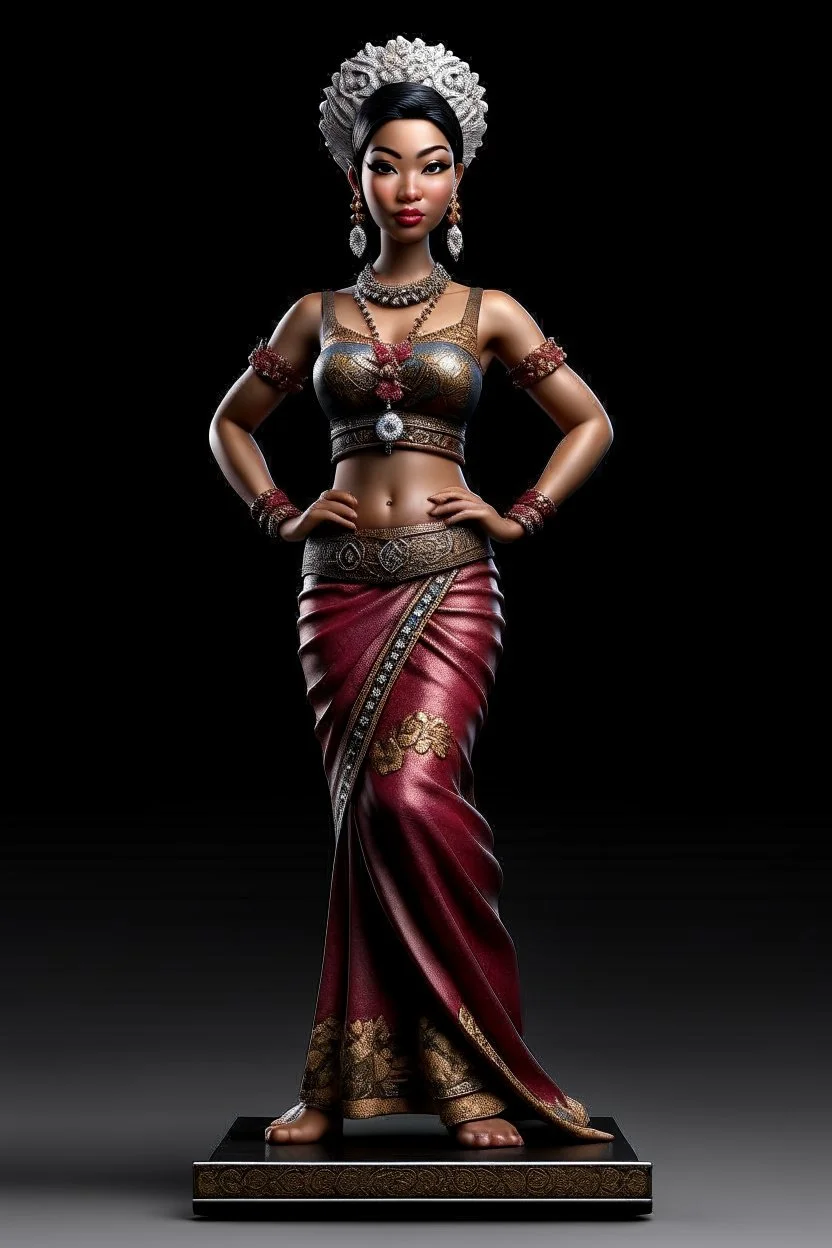 tabletop role-playing miniature of a beautiful women Indonesia. full body. concept art hyperrealism