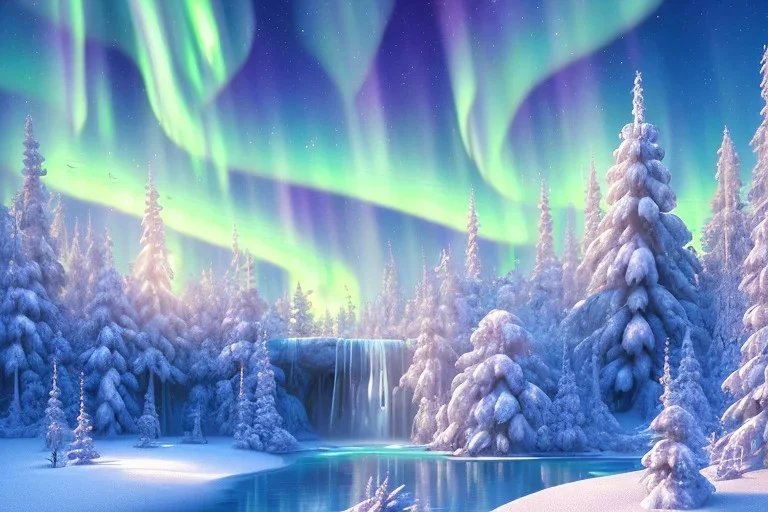  white and gold crystal background，waterfall, winter snow flakessnow, northern Lights blue pink, full of details, smooth, bright sunshine，soft light atmosphere, light effect，vaporwave colorful, concept art, smooth, extremely sharp detail, finely tuned detail, ultra high definition, 8 k, unreal engine 5, ultra sharp focus