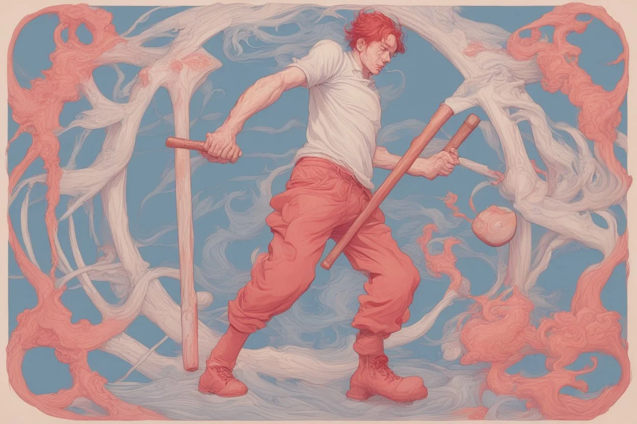 man swinging sledgehammer by james jean