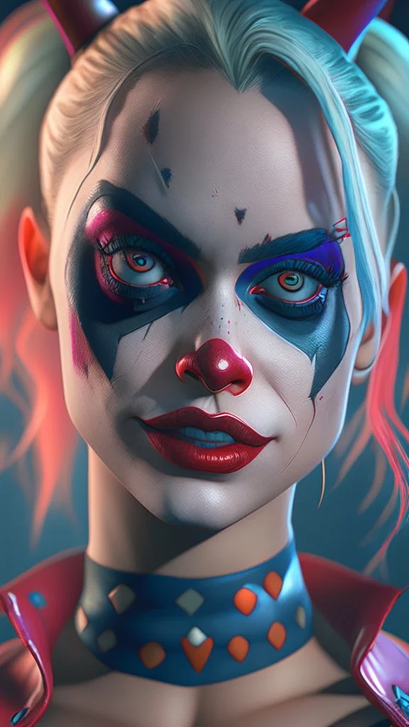 Harley Quinn, high delicate defined details, beautiful, atmospheric, matte, 3 d 8 k octane rendered, sharp focus, illustration, high detail, ultra realistic, highly saturated colors