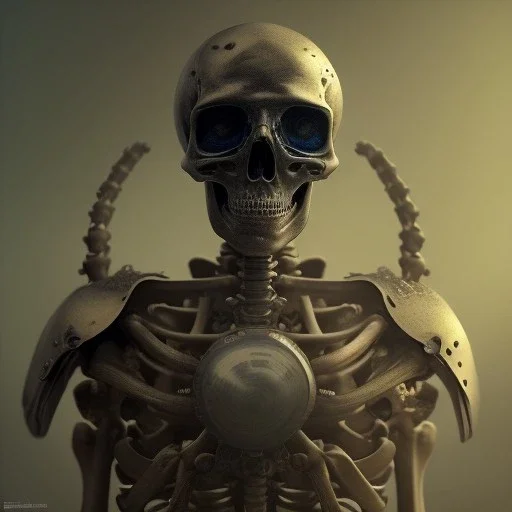 skeleton warrior, steam punk, realistic, made in octane, cinematic, ultra-realistic, extremely detailed octane rendering, 8K, VRAY Super Real ar 2:3, dof photorealistic futuristic 50mm lens hard lighting dark gray tintype photograph, realistic lighting, sepia color