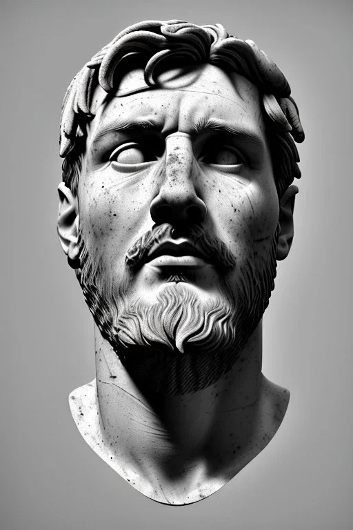 Ultra Realistic image, roman sculpture, deluxe white marble material, Lionel Messi, Laurel leaves wreath, Renaissance style, miguel angel David style, chisel style, emperor, waist up portrait, epic, celestial, cinematic lighting, God light, god rays, 4k resolution, smooth details, ornate details, unreal engine 5, blue vibrant background.