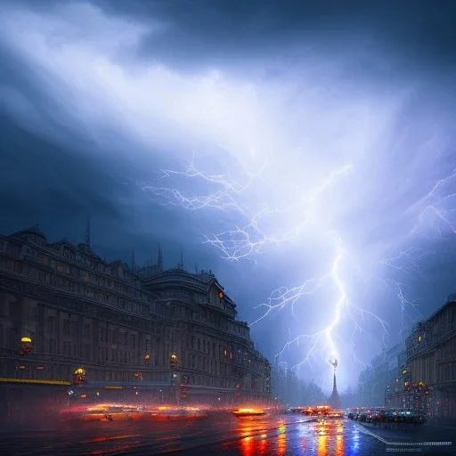 A giant umbrella. Big Open umbrella. open on a city street. Umbrella Fire. stormy day. lightning and storm clouds. Horizon. Dark sky, cascade, rain. Elegant. Extremely detailed. Award winning photography. Fantasy. 8k. Cinematic lighting. Photorealistic. Dynamic lighting. Imperial colors. Crisp quality. Unreal Engine. Colourful cinematic postprocessing.. VRay.