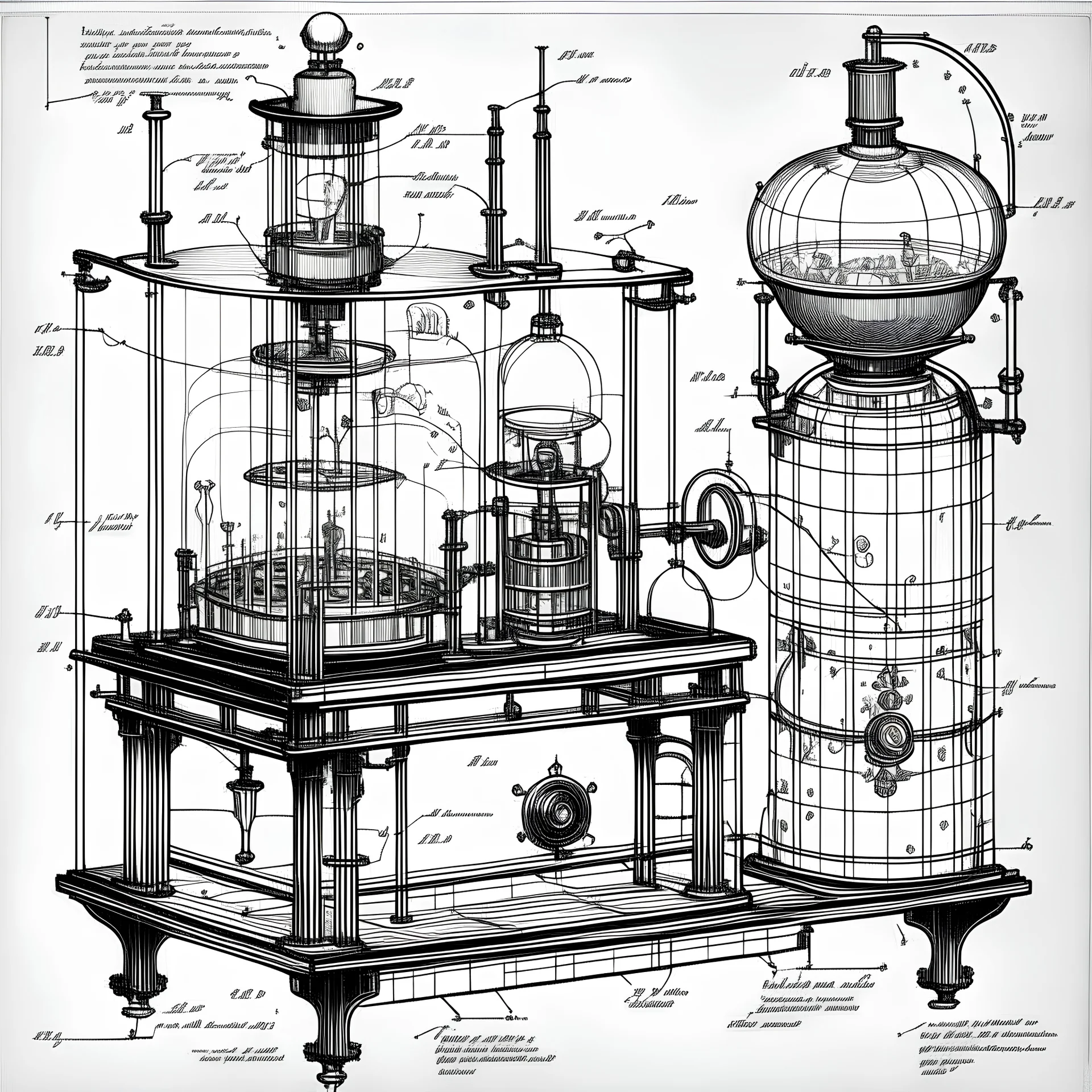 machine for making ghosts in bottles technical drawing