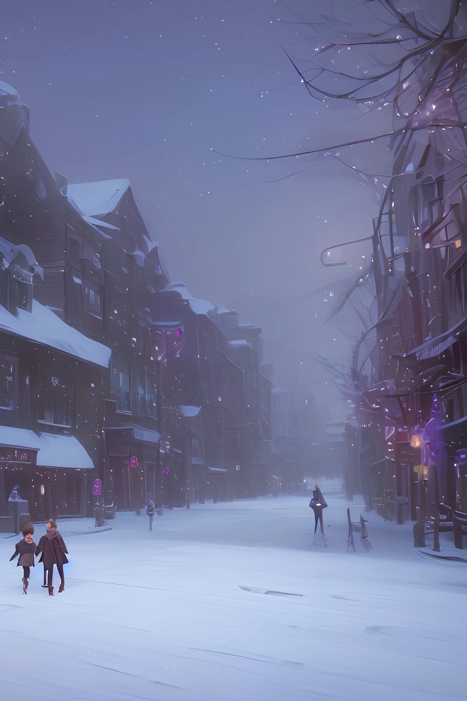 /imagine prompt: 3D animation, personality: [Illustrate Lily and Noah walking hand in hand through the snow-covered town square. Their eyes should be wide with anticipation and joy as they take in the beautiful decorations and the towering Christmas tree in the center. Capture their childlike wonder and eagerness for the upcoming festivities] unreal engine, hyper real --q 2 --v 5.2 --ar 16:9