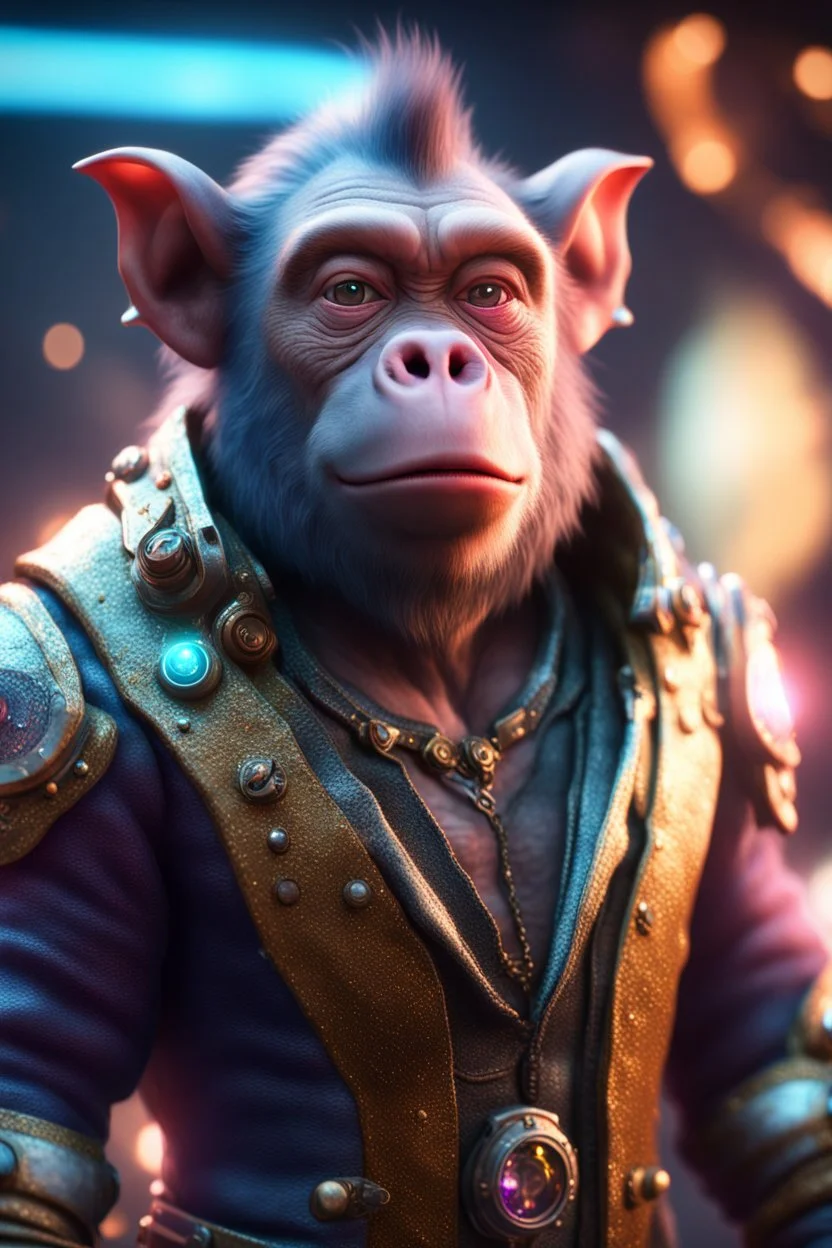 really macho pimp Kevin Spacey orc monkey captain chat pig that go hard , in front of space portal dimensional glittering device, bokeh like f/0.8, tilt-shift lens 8k, high detail, smooth render, down-light, unreal engine, prize winning