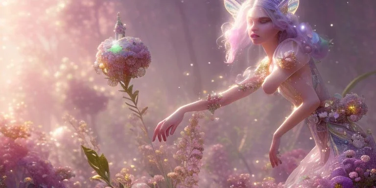 crystal subtle flower in a galactic ambiance beautiful fairy, transparent, delicate colors, in the foreground, full of details, smooth，soft light atmosphere, light effect，vaporwave colorful, concept art, smooth, extremely sharp detail, finely tuned detail, ultra high definition, 8 k, unreal engine 5, ultra sharp focus