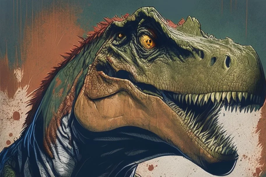 Dinosaur, T-rex, Comic style, portrait