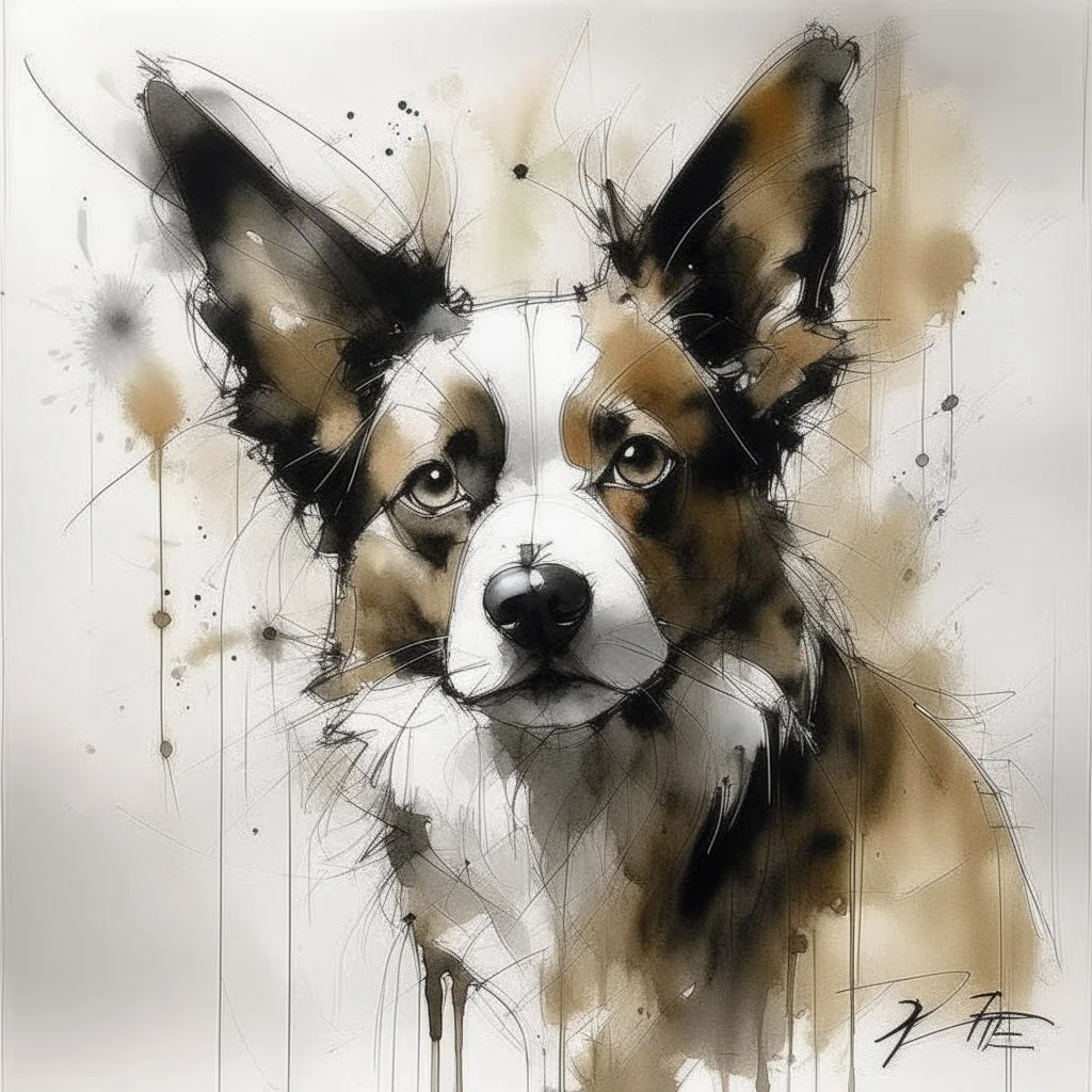 Papillon dog with gentle expression in the style of Willem Haenraets, Yoji Shinkawa, Guy Denning, Florian Nicolle