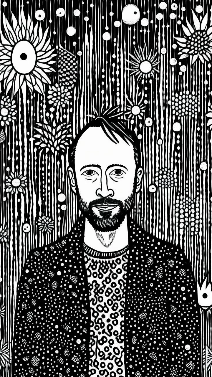 thom yorke in style of Warli painting