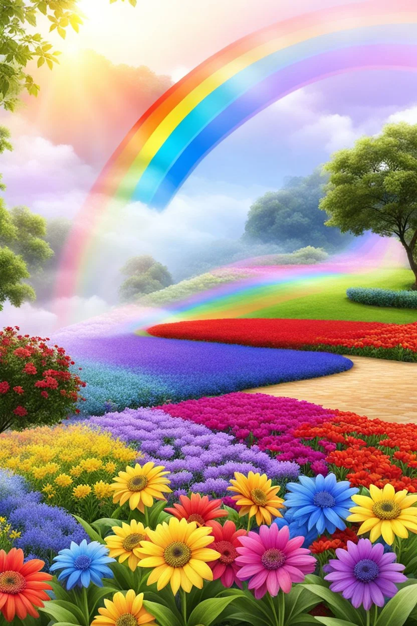 rainbow, colors, very beautiful, ,flowers garden,