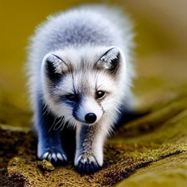 adorable baby arctic fox with deer antlers