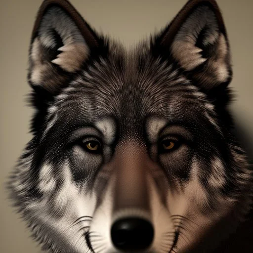 Ultra realistic cg rendering of Jet black wolf with gold eyes