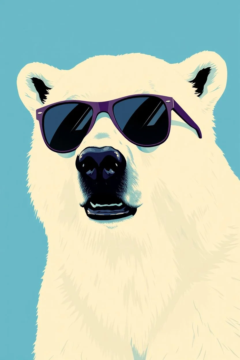 polar bear with sunglasses in the style of warhol