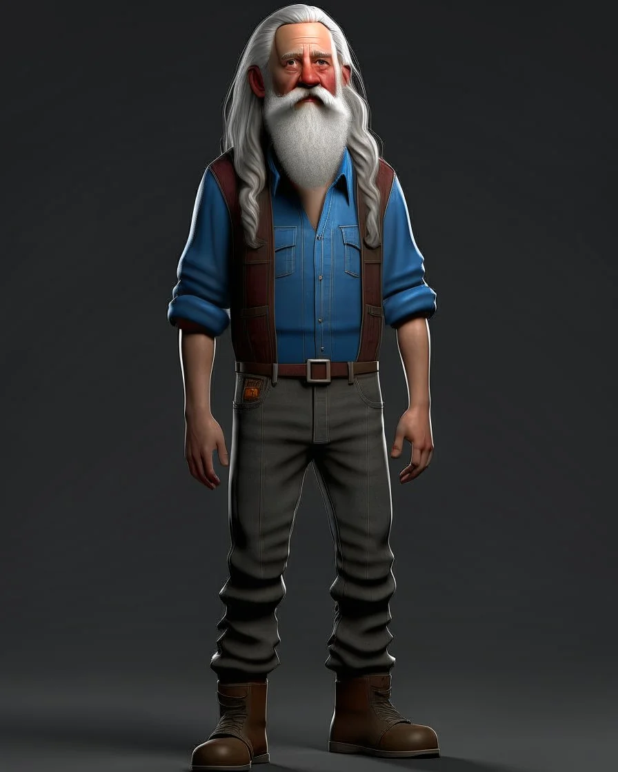 full body picture of a old long haired and long bearded, insane kentucky hill billy trailer trash farmer , with gigantic ears, award winning hyperrealistic, , 3d statue!!!, , 3 d artist, hill billy!! trailer trash !!, award winning 3d render, digital artist, award winning digital art, profile picture 2048px, hyperrealistic picture