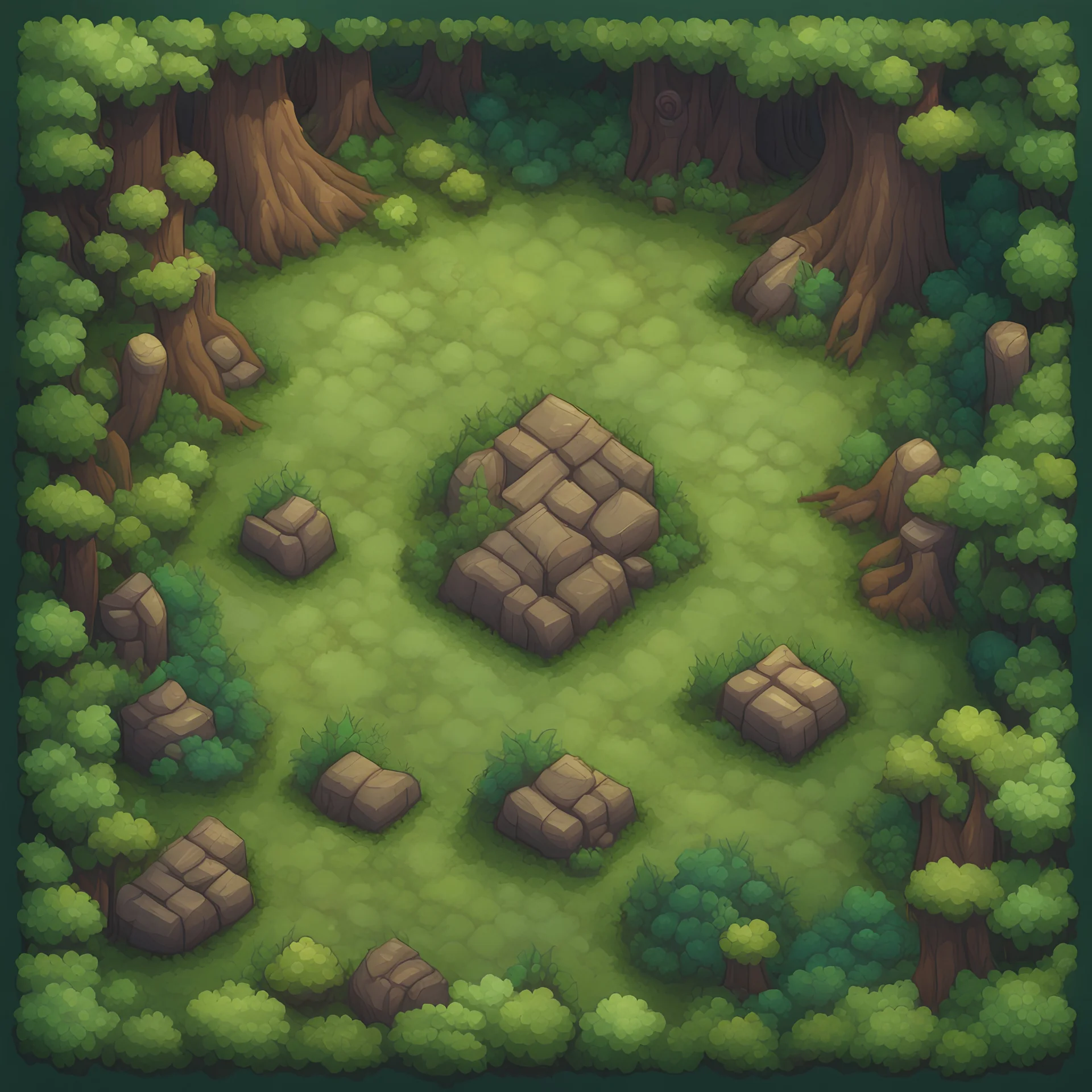A top-down forest view game tile