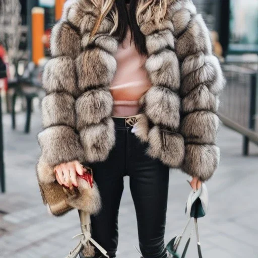 women in fur coat