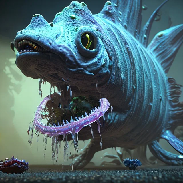 fluid ink angler fish creature, unreal engine 5, 8k resolution, photorealistic, ultra detailed