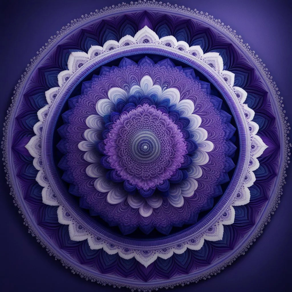 Hyper Realistic Photographic-View of a Navy-Blue-&-Purple Mandala.