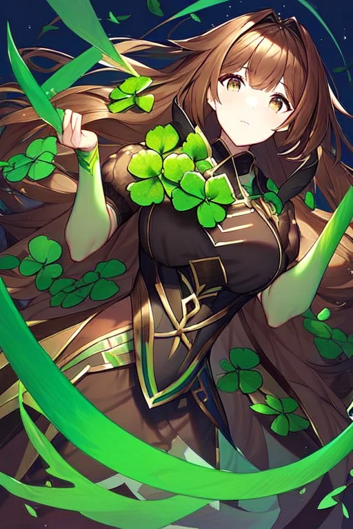 rave poster with Four-leaf clover girl with brown hair and catears