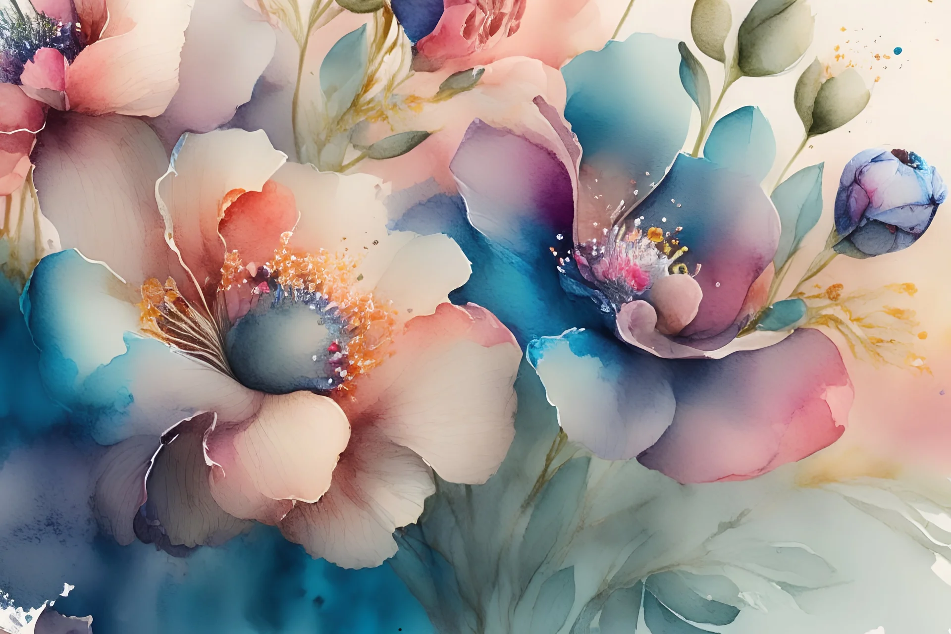 Watercolor flowers,8K detail