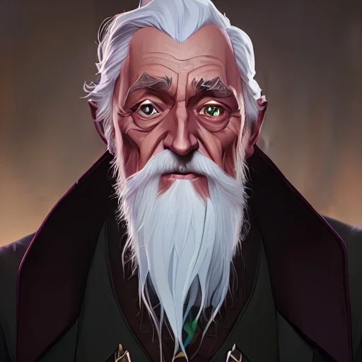 Portrait of a 90 year old warlock like Albus Dumbledore, Gandalf, Merlin, Sherlock Holmes and Mary Poppins