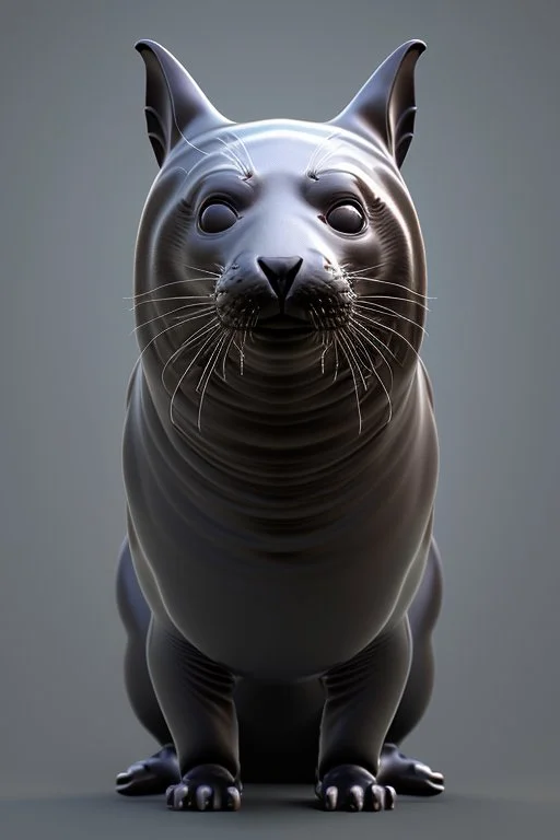 Seal crow cat, mysterious, highly intricate, mi Realistic photography, incredibly detailed, ultra high resolution, 8k, complex 3d render, cinema 4d.