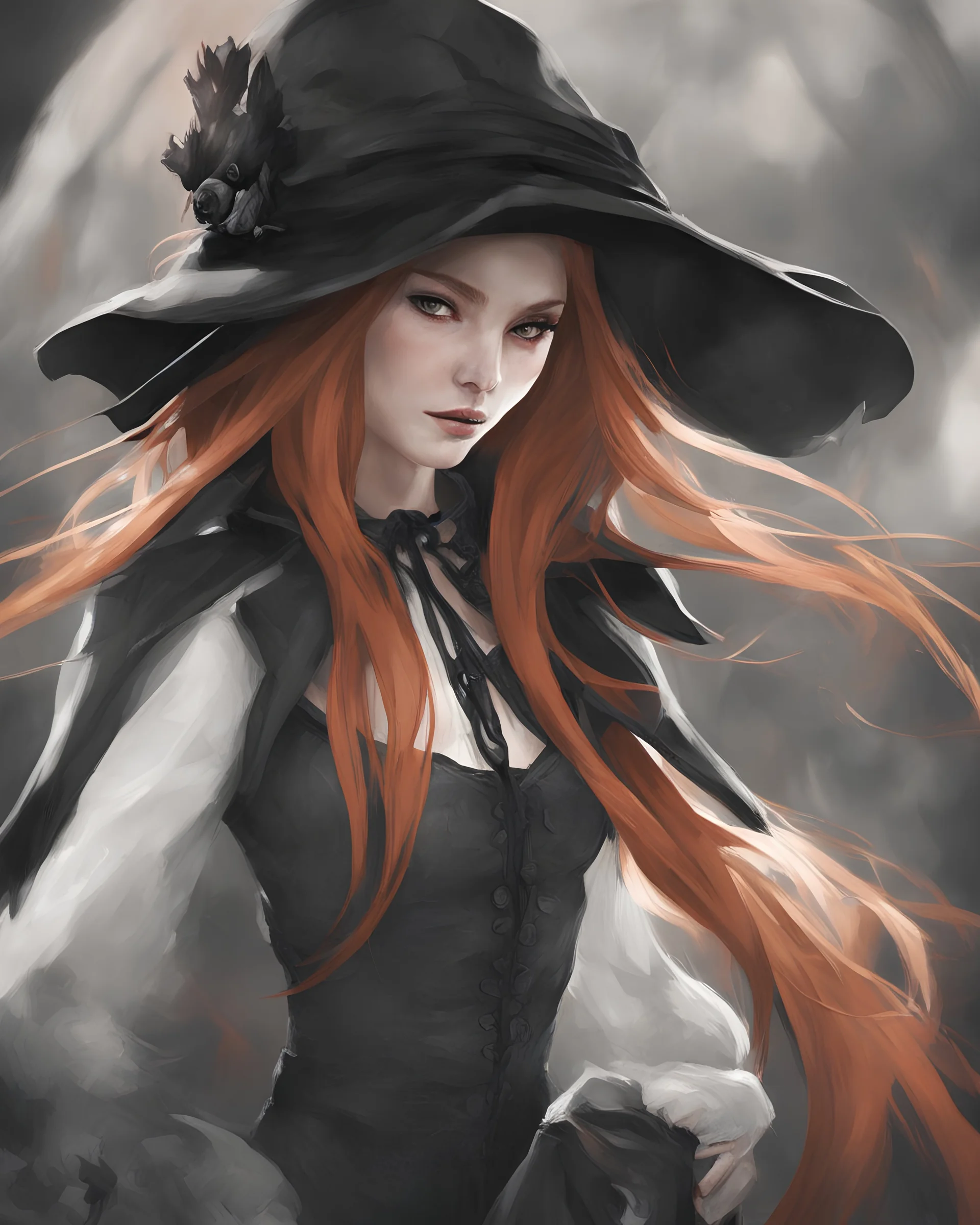 style women eye candy ginger hair vampire Raven. sullen, unhappy expression, sour. Hate. Distrust. Seeping shadows like smoke come out gray a. Full body. Arms down at her sides women adult. Nineteen. subject is a beautiful long, long ginger hair female in a style women eye candy