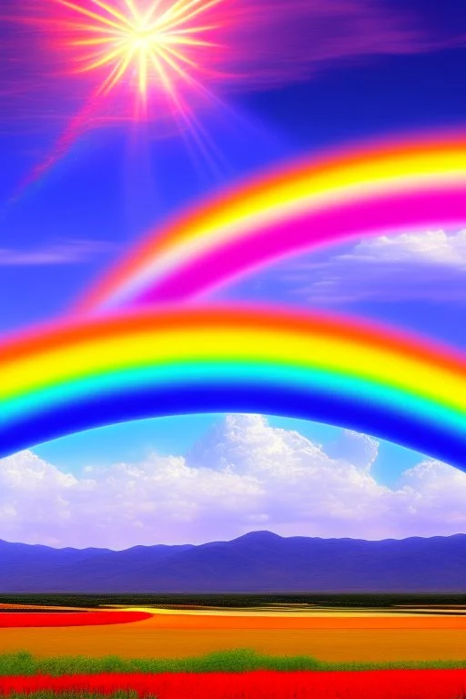 intergalactic very beautiful ufos rainbow futurist paysage