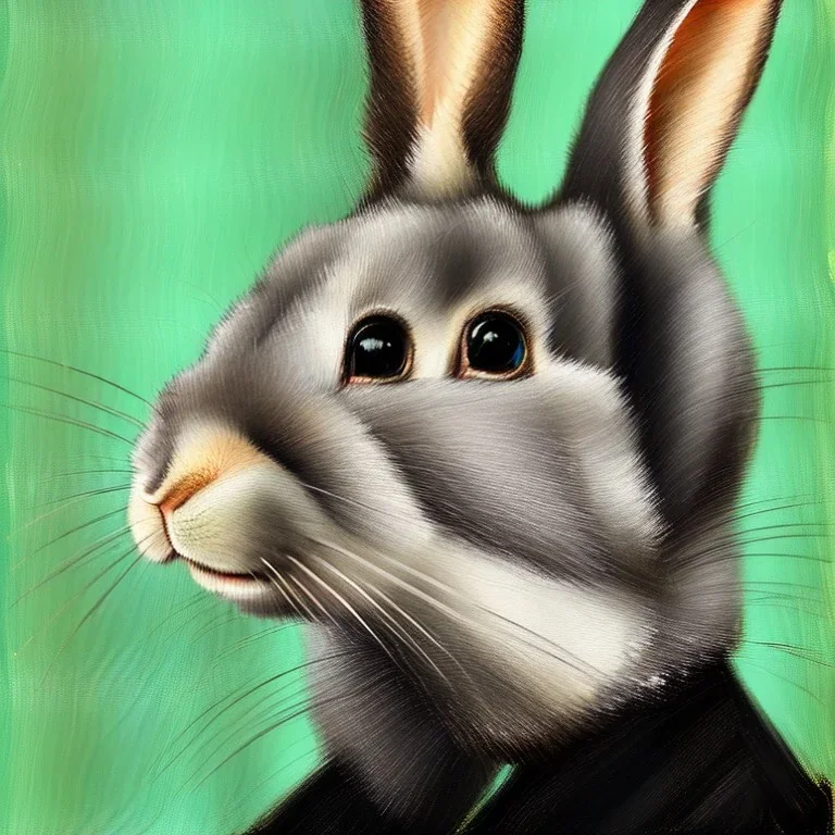 rabbit portrait by Van Gogh, black background