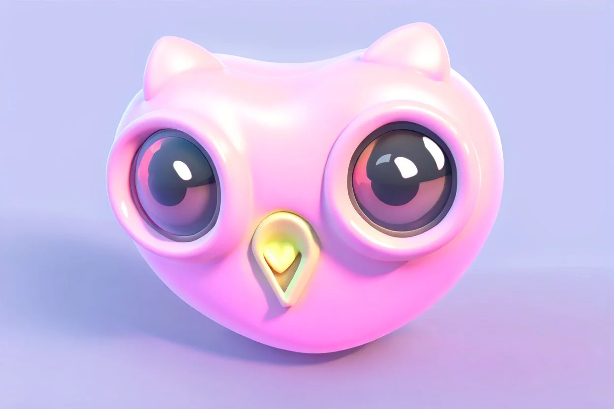 Tiny cute isometric Owl like emoji that is a Co2 monitor with LCD display, heart shape, soft lighting, soft pastel colors, 3d icon clay render, blender 3d, pastel background --v 4 --s 750