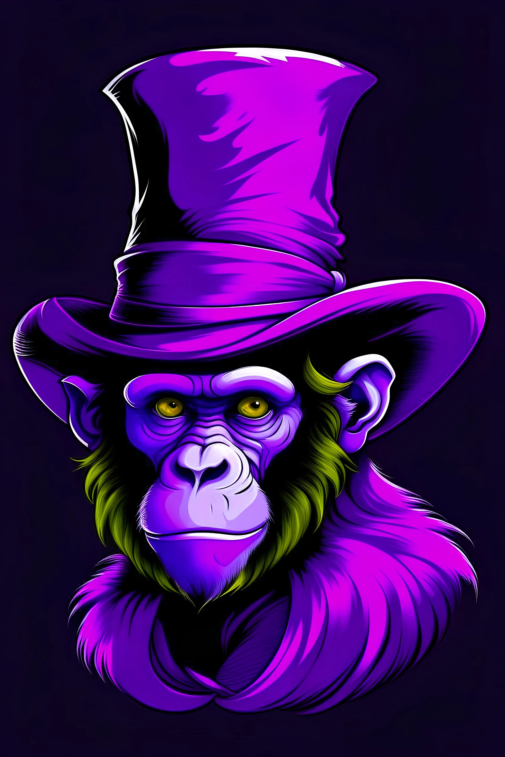 big purple monkey with hot hat on