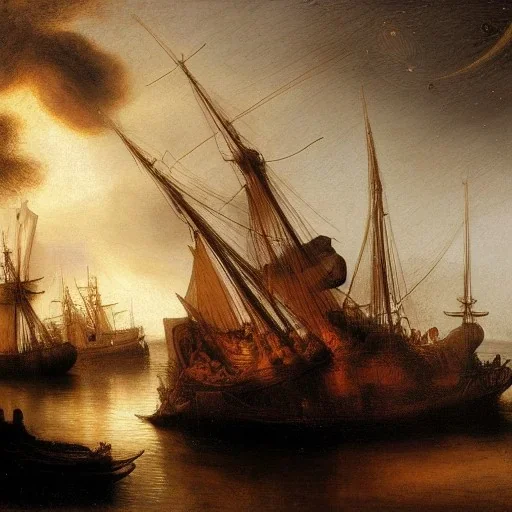 Rembrandt, stars, planets, ships