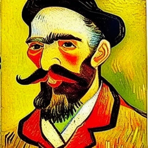 Retrato de un hombre de cuarenta y seis años con canas y barba de nombre Jacobo Santiago Mozos de estilo Vincent van Gogh