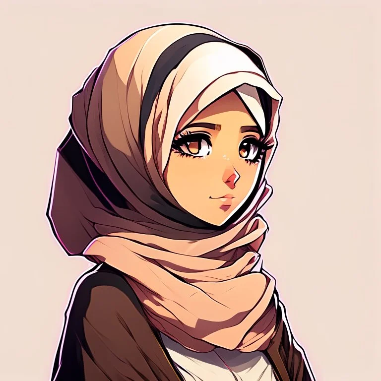 A hejab girl , vectorized , anime , 8k