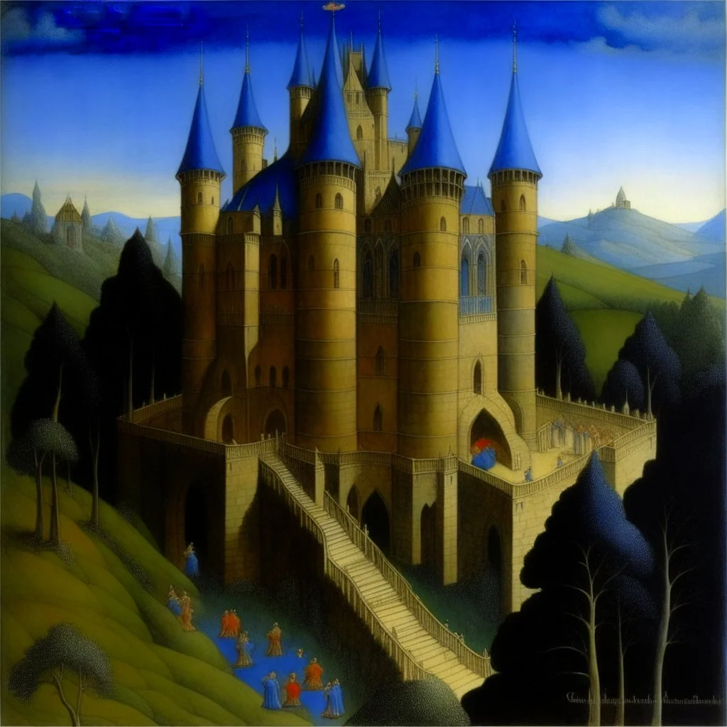 A castle of mystery painted by The Limbourg Brothers